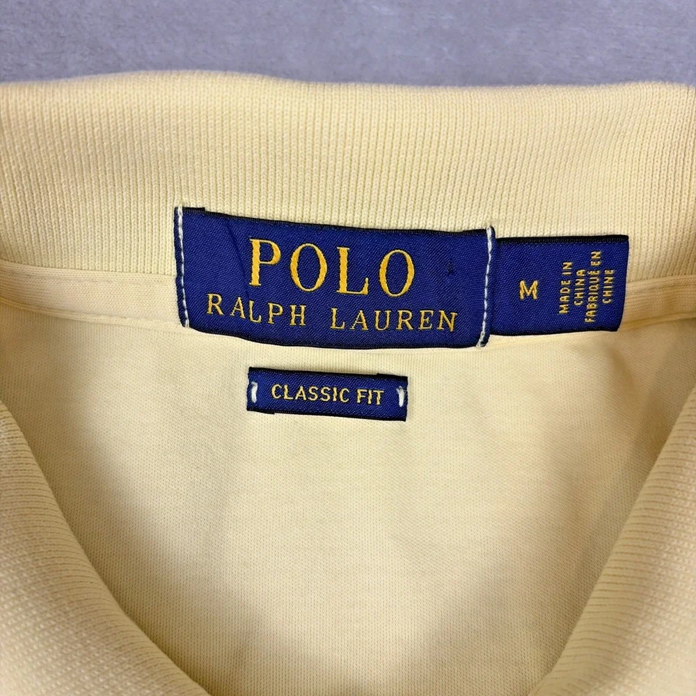 Polo Ralph Lauren Polo Shirt Mens Medium Yellow Classic Fit Short Sleeve Pony